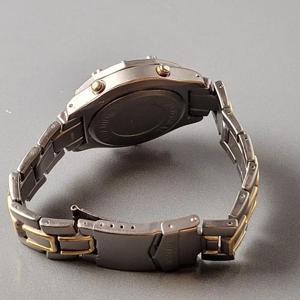 Vintage Titanium Chronograph Wristwatch - Two-Tone Band, Japan Quartz Movement